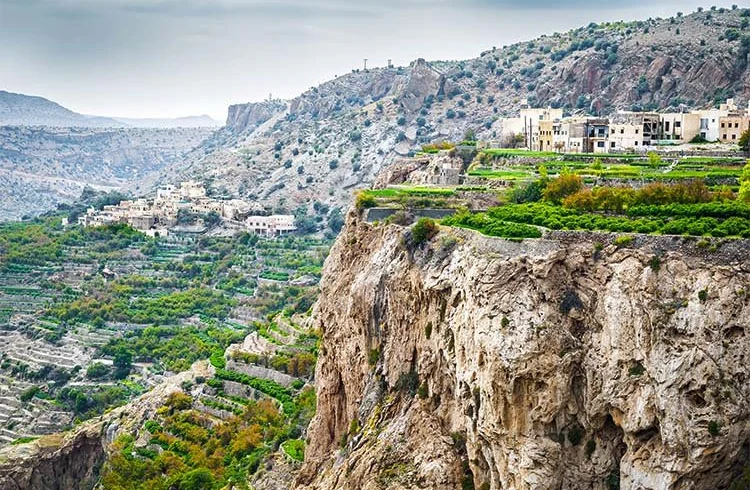 Terraced village on the edge of a gorge on Jabal Akhdar