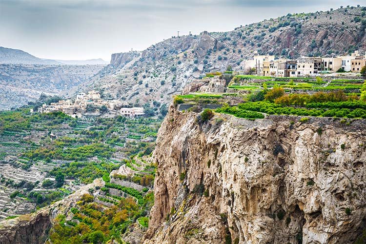 Terraced village on the edge of a gorge on Jabal Akhdar