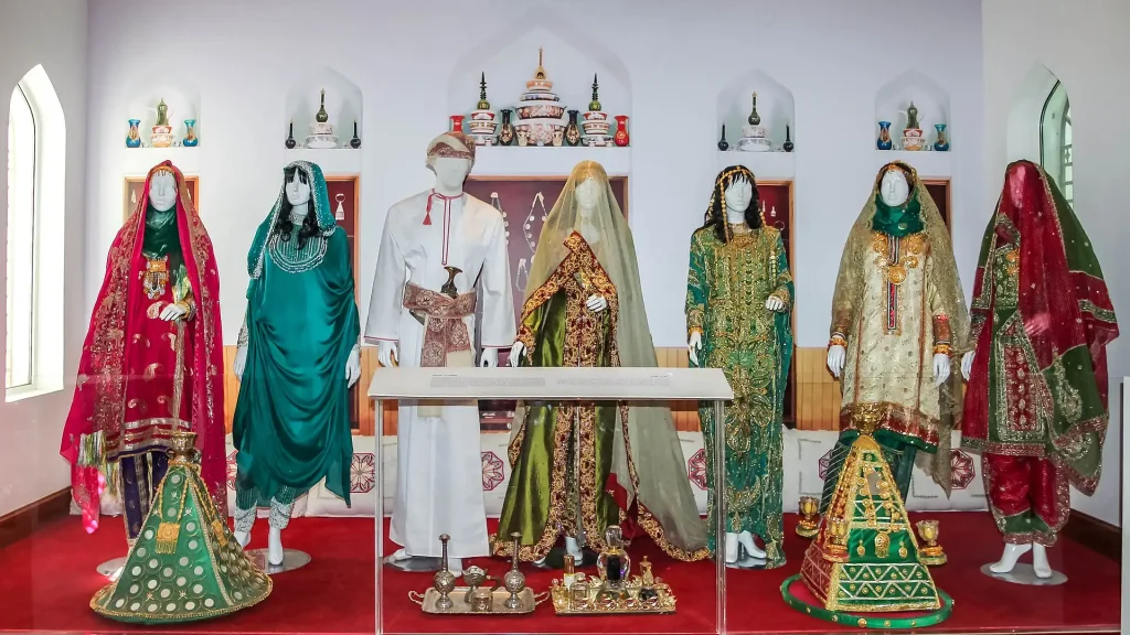 Traditional Omani dresses displayed in the Bait Al Zubair museum