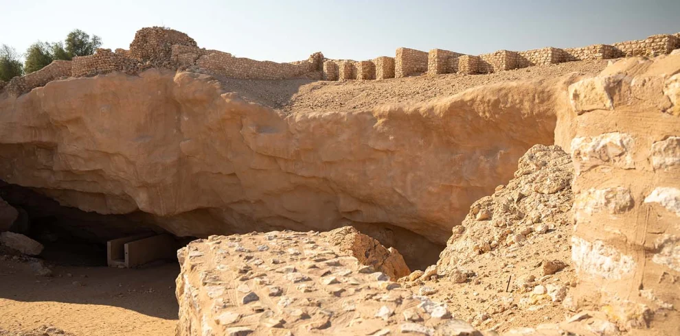 Stone ruins at the archaeological site of Ubar