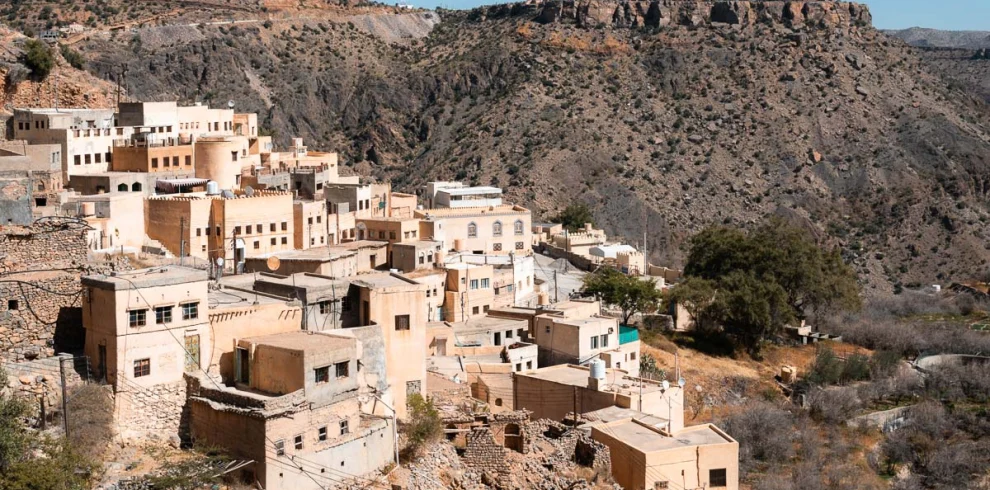 A terraced village on the edge of a gorge on Jabal Akhdar