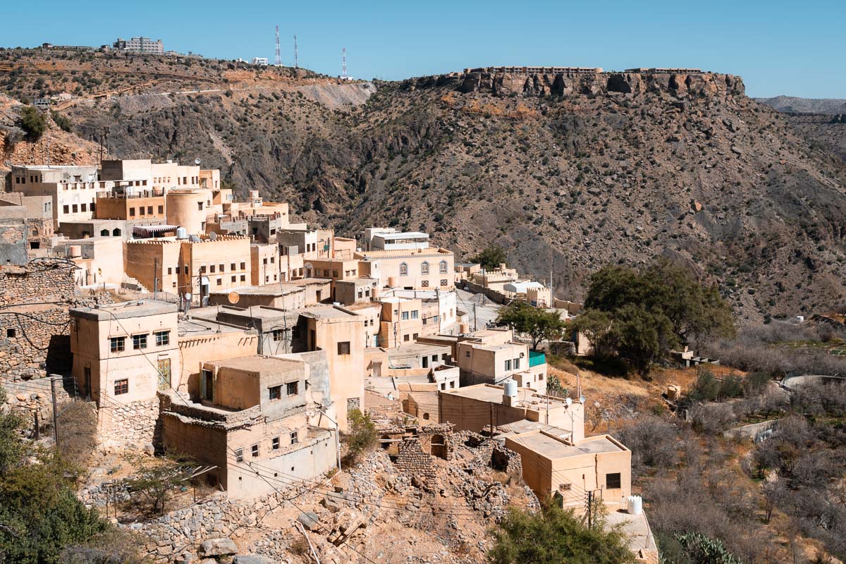A terraced village on the edge of a gorge on Jabal Akhdar