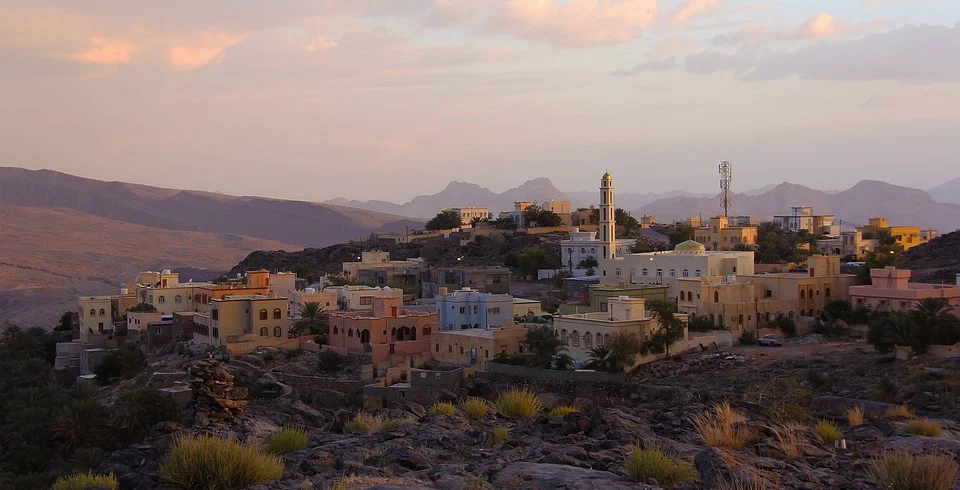 Mountain village at dusk